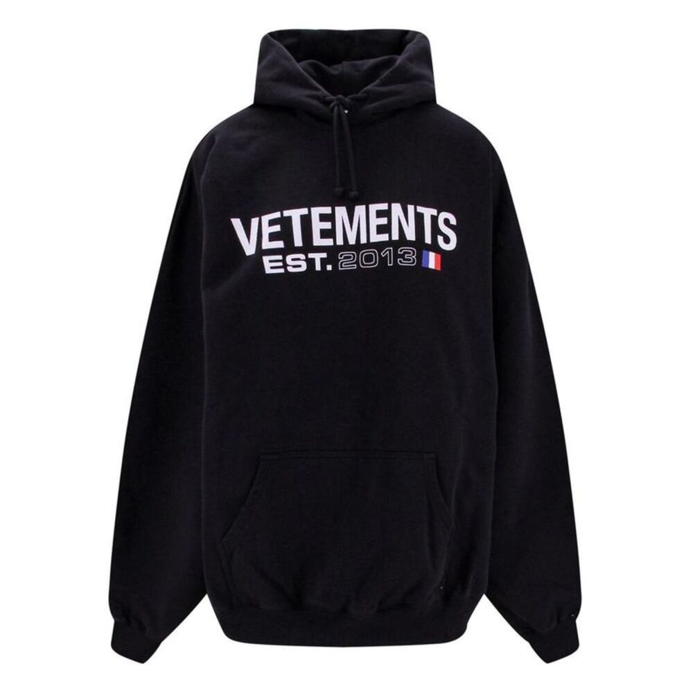 VETEMENTS EST. 2013 Logo Hoodie Men BLACK Sweaters & Cardigans